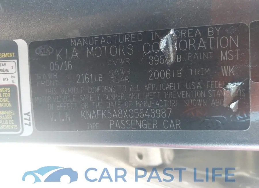 KNAFK5A8XG5643987# 9