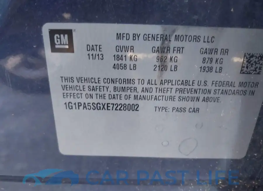 1G1PA5SGXE7228002# 9