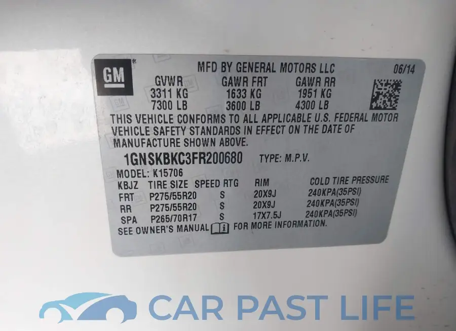 1GNSKBKC3FR200680# 9