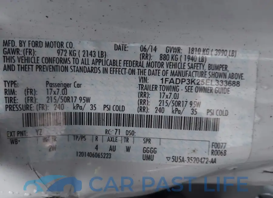 1FADP3K25EL333688# 9