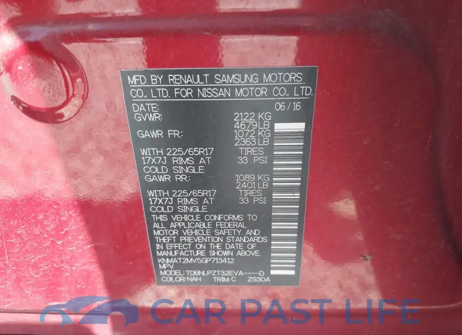 KNMAT2MV5GP713412# 9