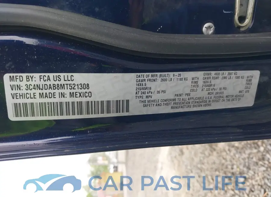 3C4NJDAB8MT521308# 9