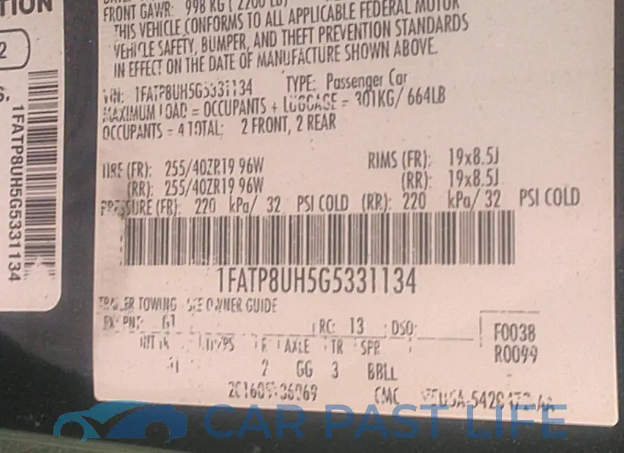 1FATP8UH5G5331134# 9