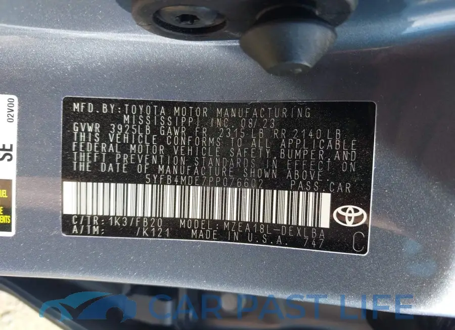5YFB4MDE7PP076602# 9