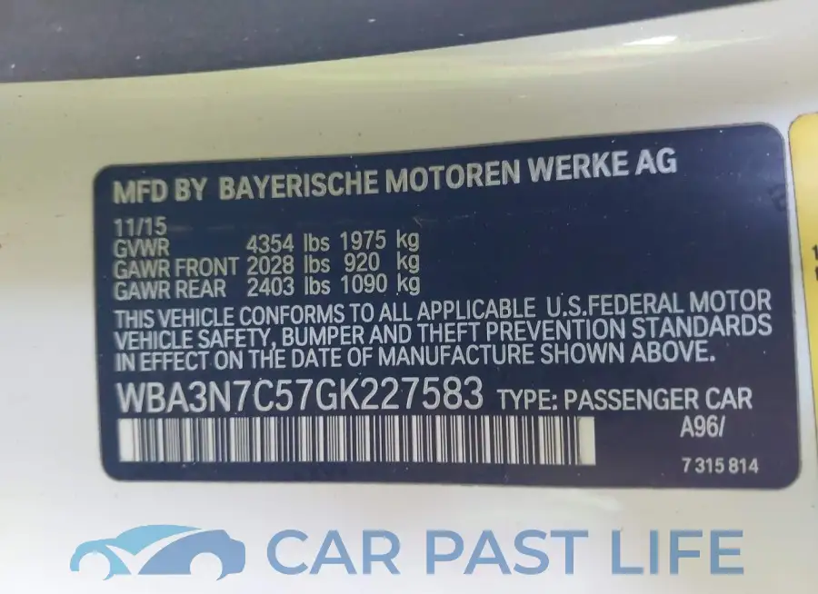 WBA3N7C57GK227583# 9