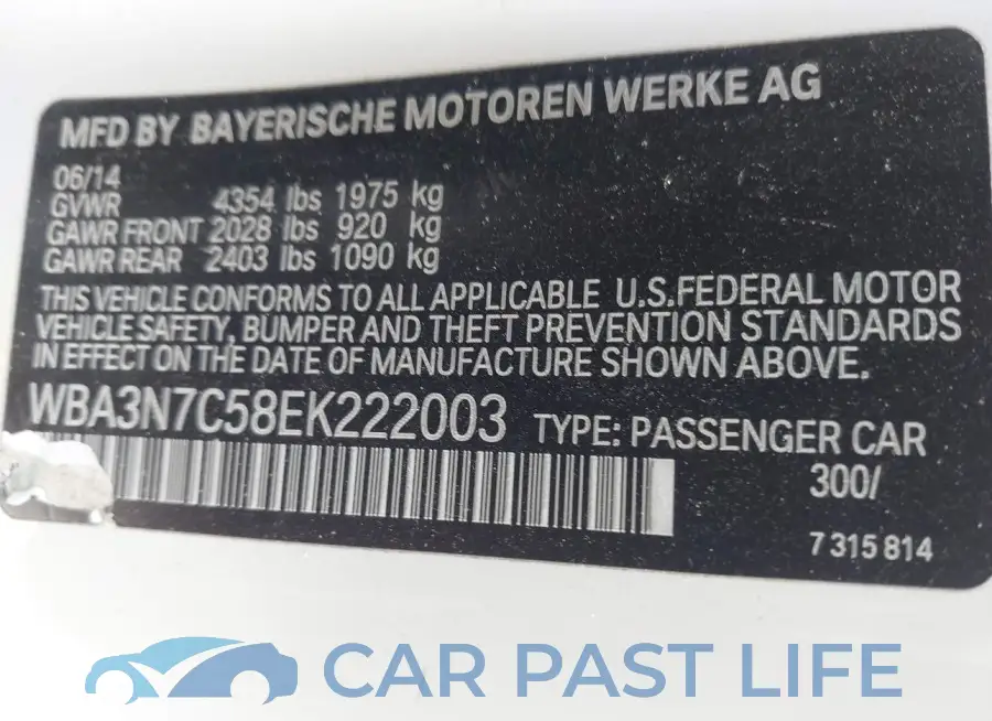 WBA3N7C58EK222003# 9