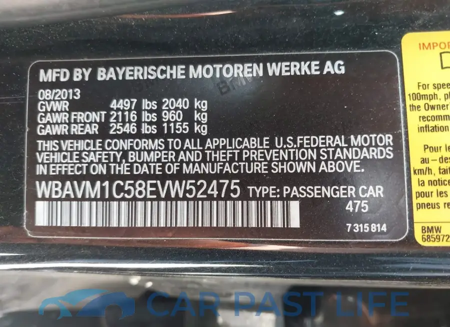 WBAVM1C58EVW52475# 9