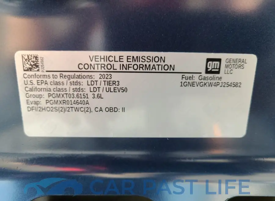 1GNEVGKW4PJ254582# 9