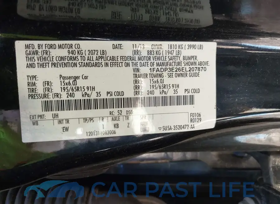 1FADP3E26EL207870# 9