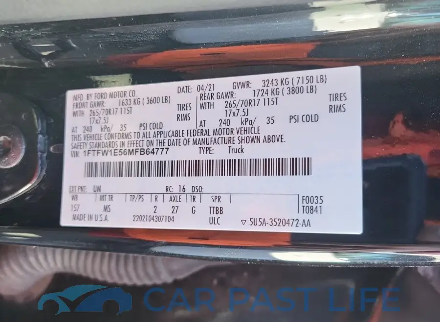 1FTFW1E56MFB64777# 14