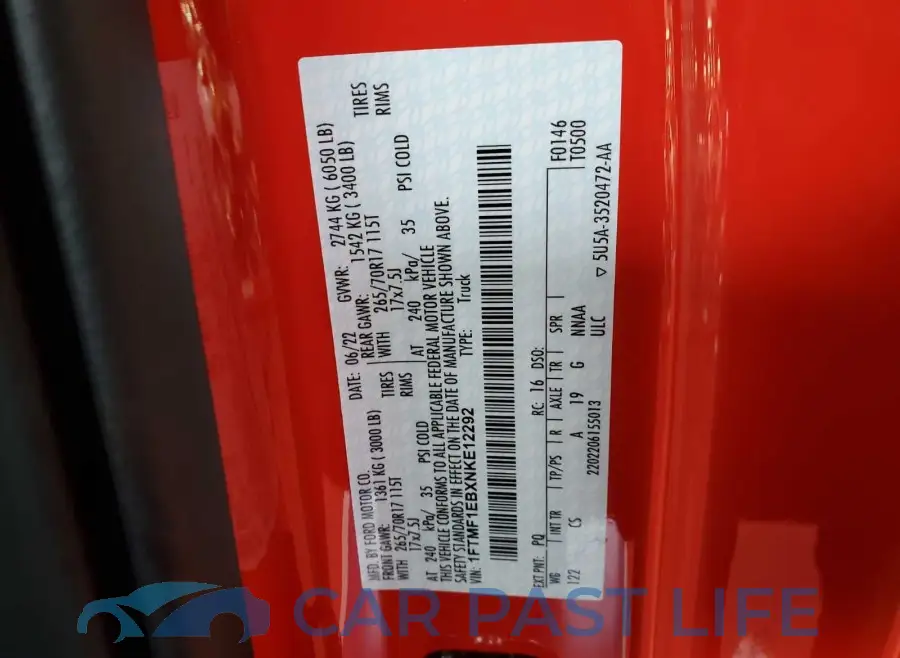 1FTMF1EBXNKE12292# 9