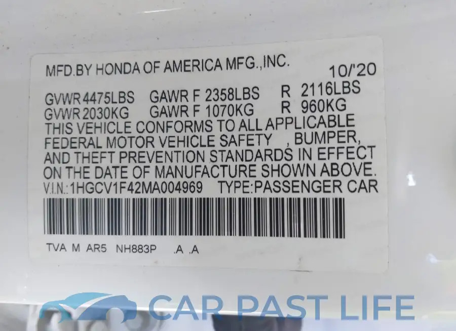 1HGCV1F42MA004969# 9
