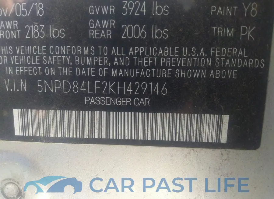 5NPD84LF2KH429146# 9