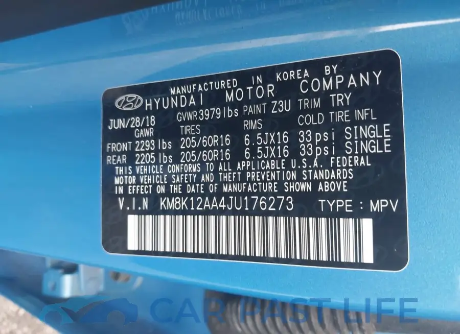 KM8K12AA4JU176273# 9
