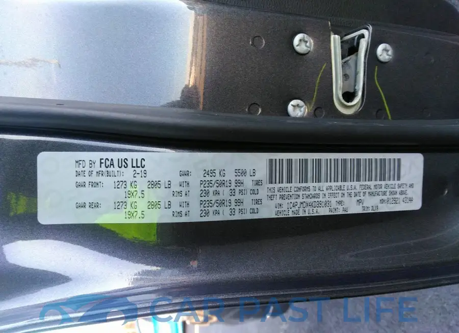 1C4PJMDX4KD391031# 9