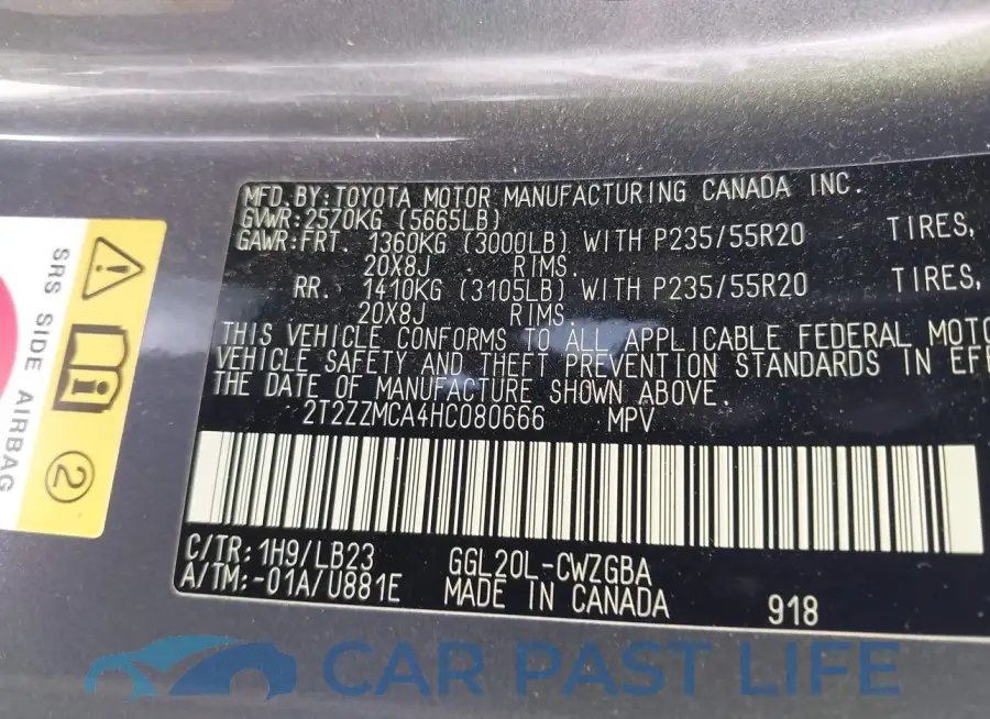 2T2ZZMCA4HC080666# 9
