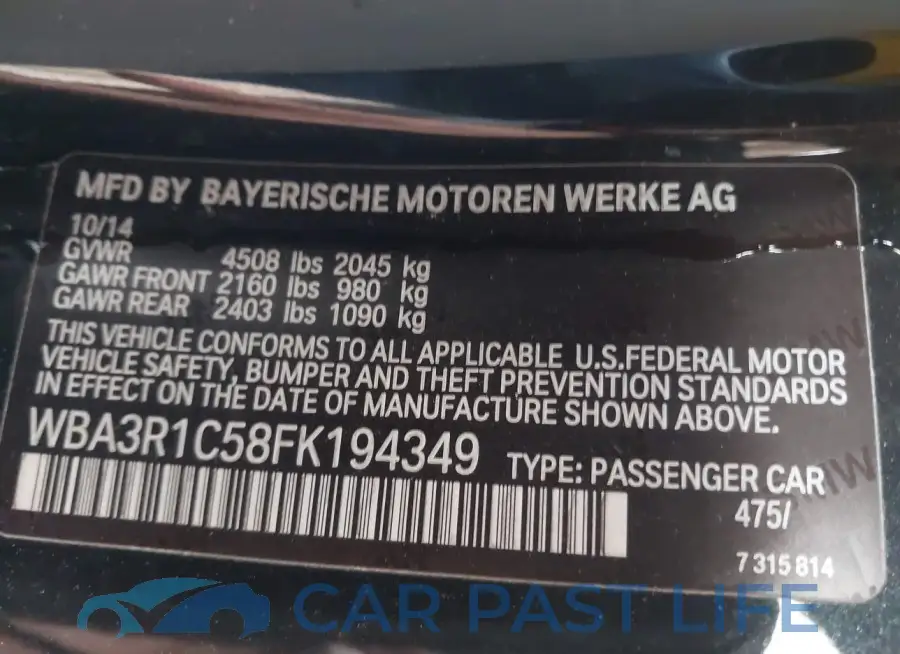 WBA3R1C58FK194349# 9