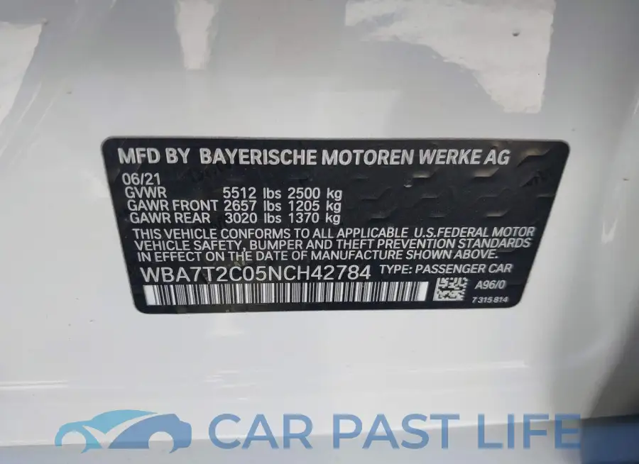WBA7T2C05NCH42784# 9