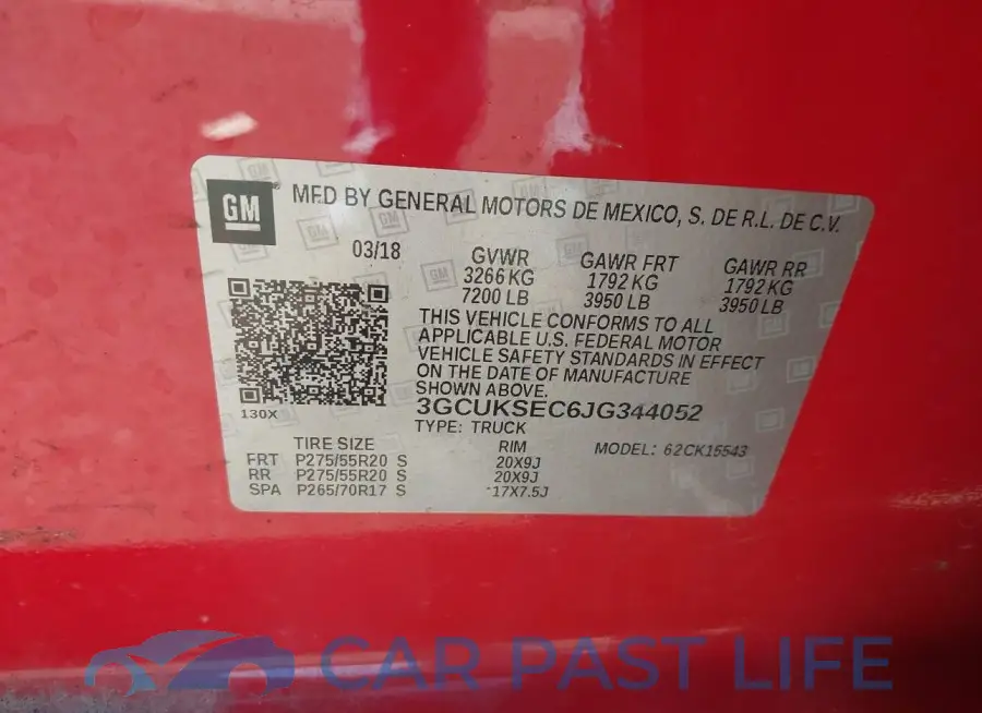 3GCUKSEC6JG344052# 9