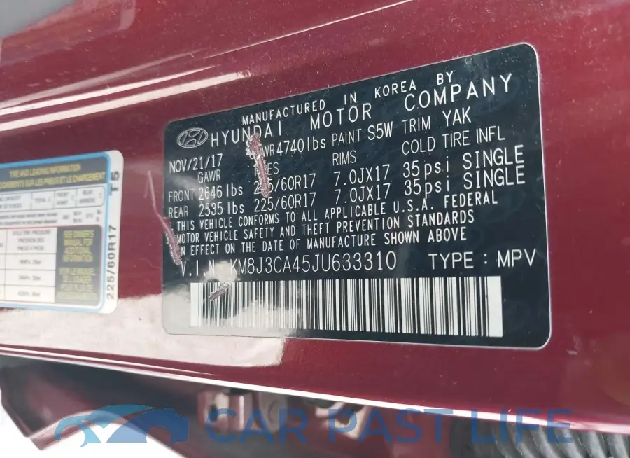KM8J3CA45JU633310# 9