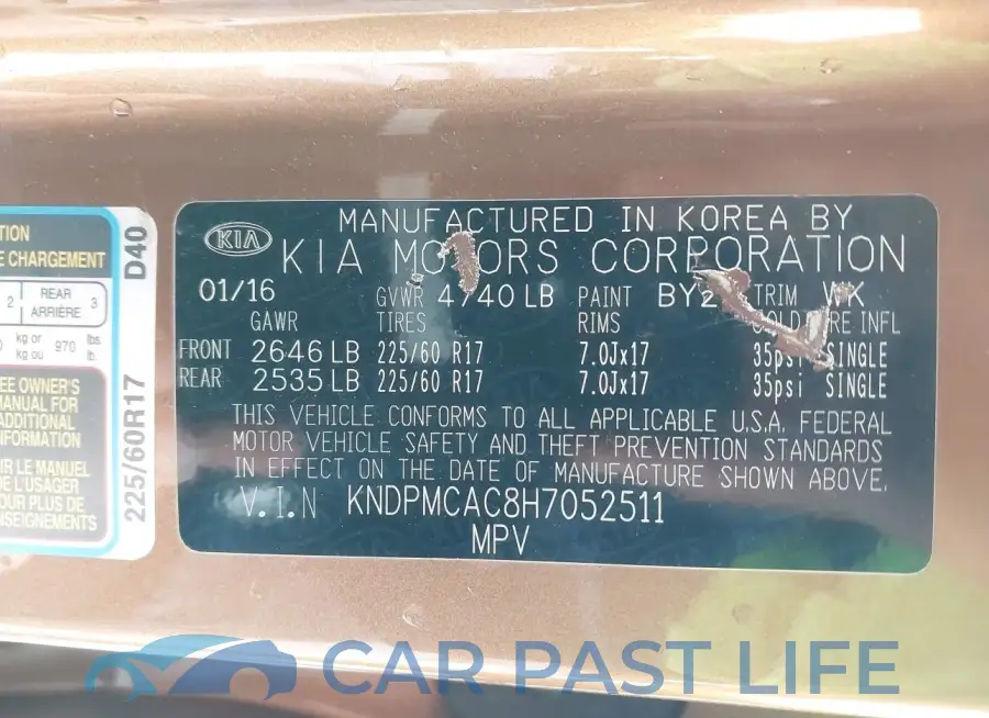 KNDPMCAC8H7052511# 9