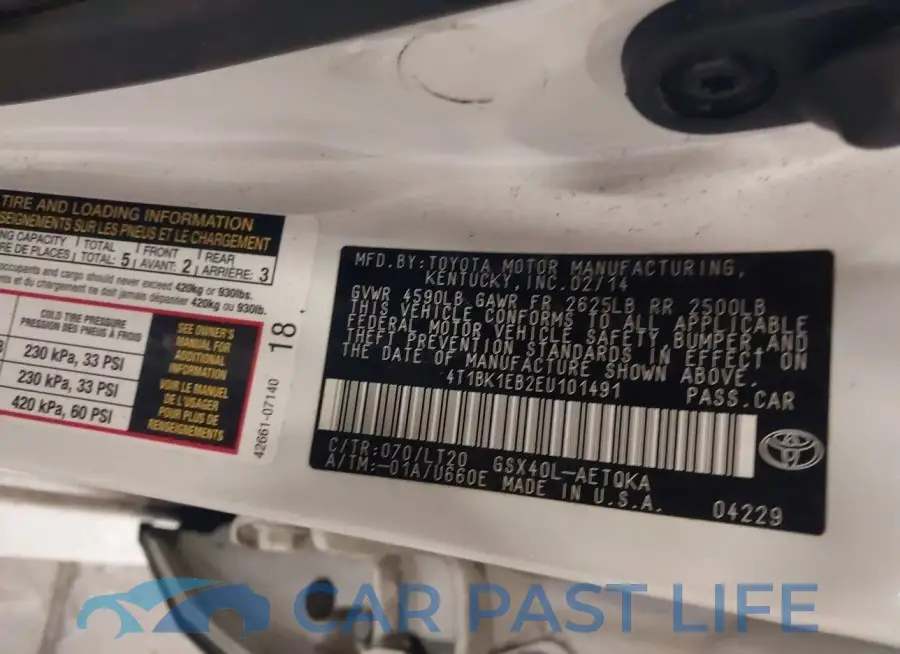4T1BK1EB2EU101491# 9