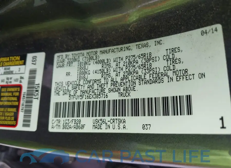 5TFUY5F16EX385716# 9