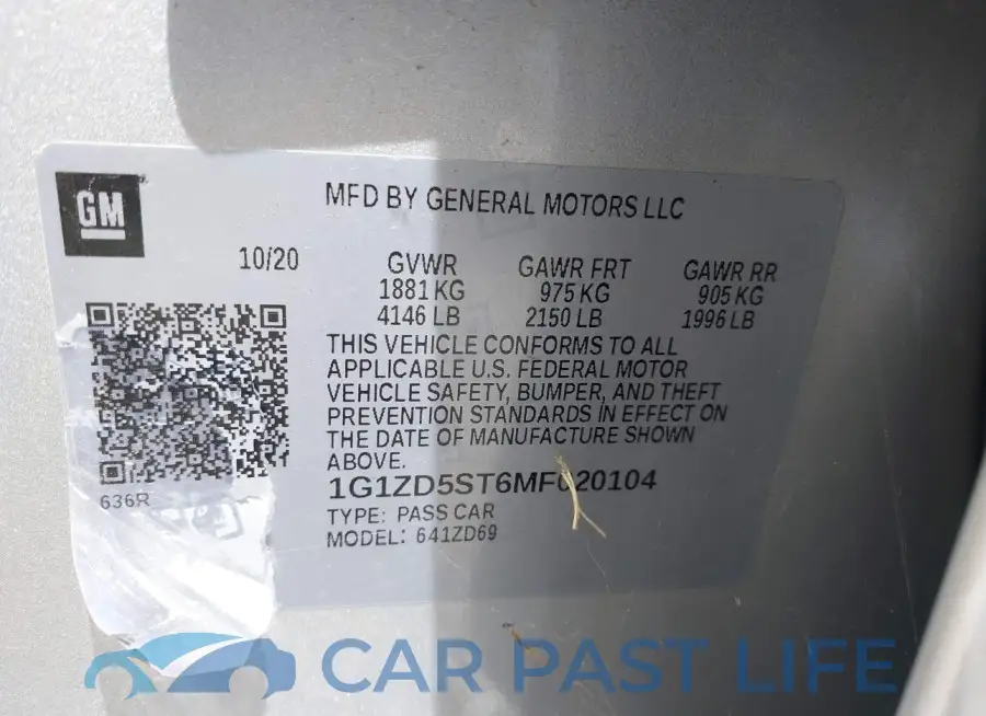1G1ZD5ST6MF020104# 9