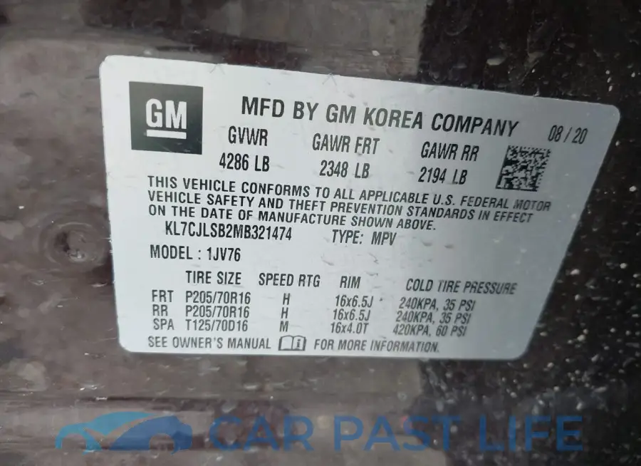 KL7CJLSB2MB321474# 9