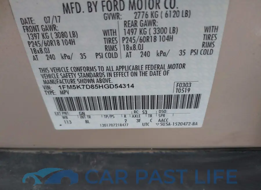 1FM5K7D85HGD54314# 9
