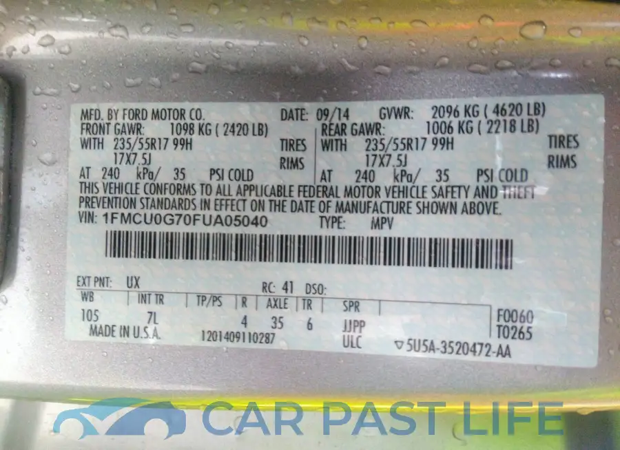 1FMCU0G70FUA05040# 9