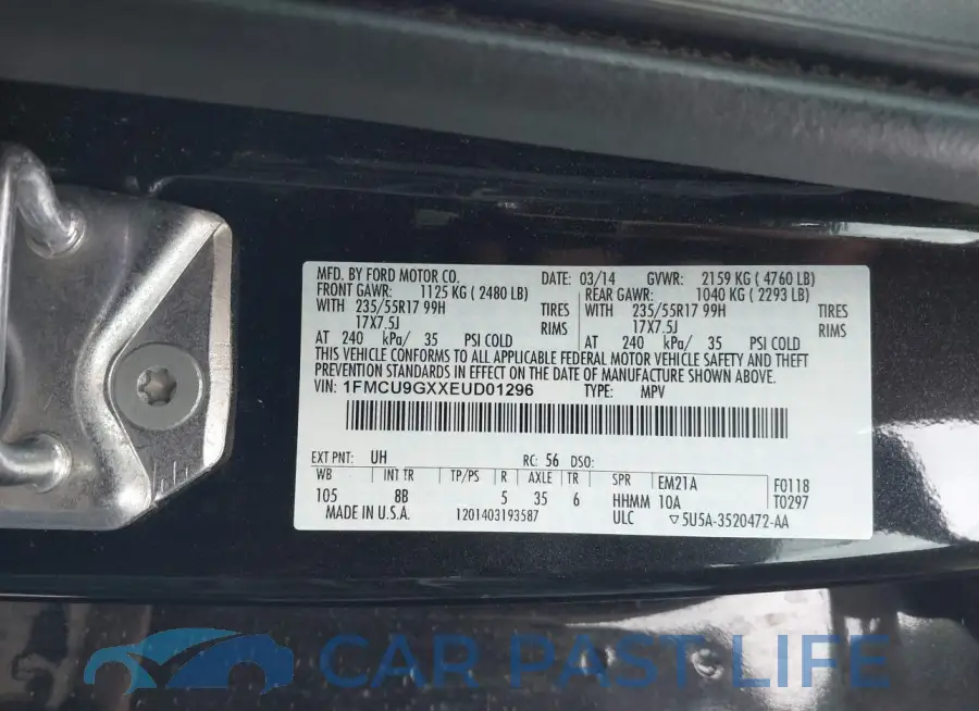 1FMCU9GXXEUD01296# 9