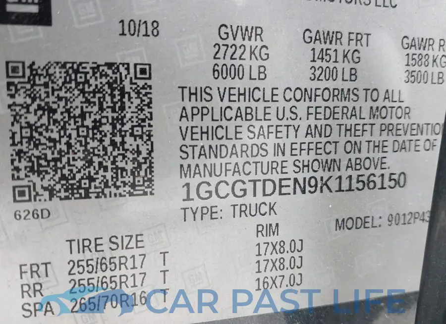 1GCGTDEN9K1156150# 9