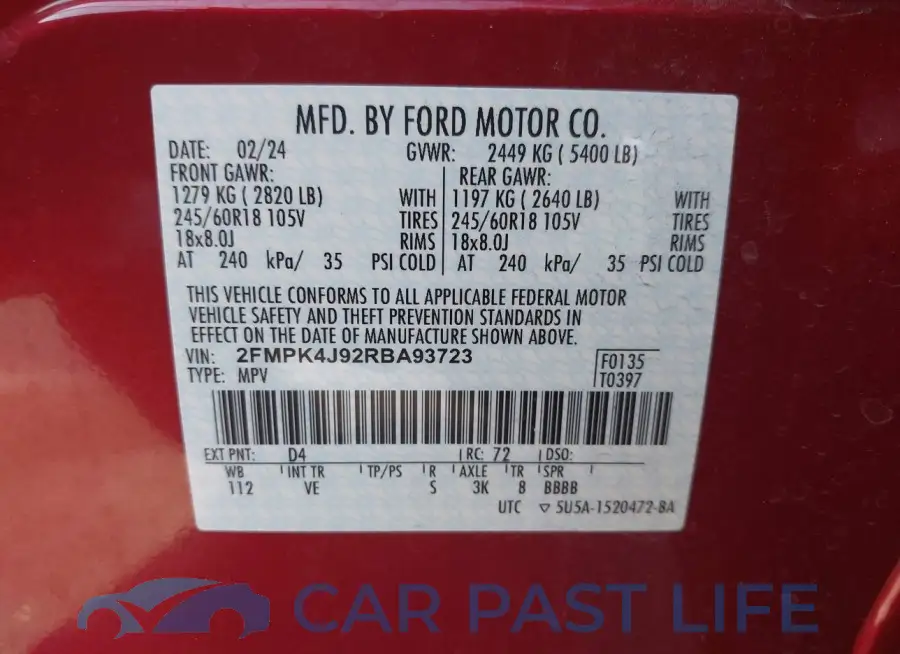 2FMPK4J92RBA93723# 9