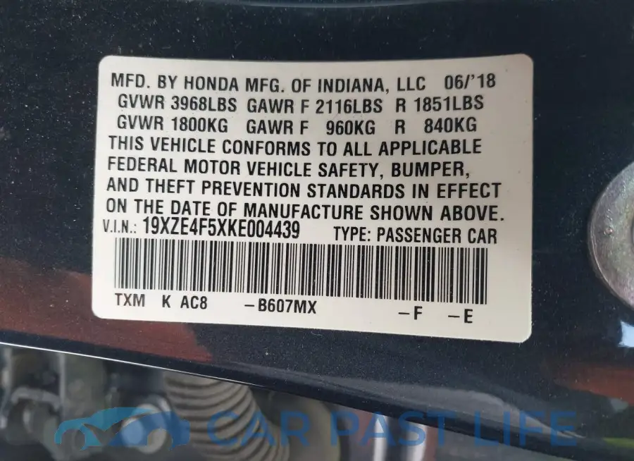 19XZE4F5XKE004439# 9