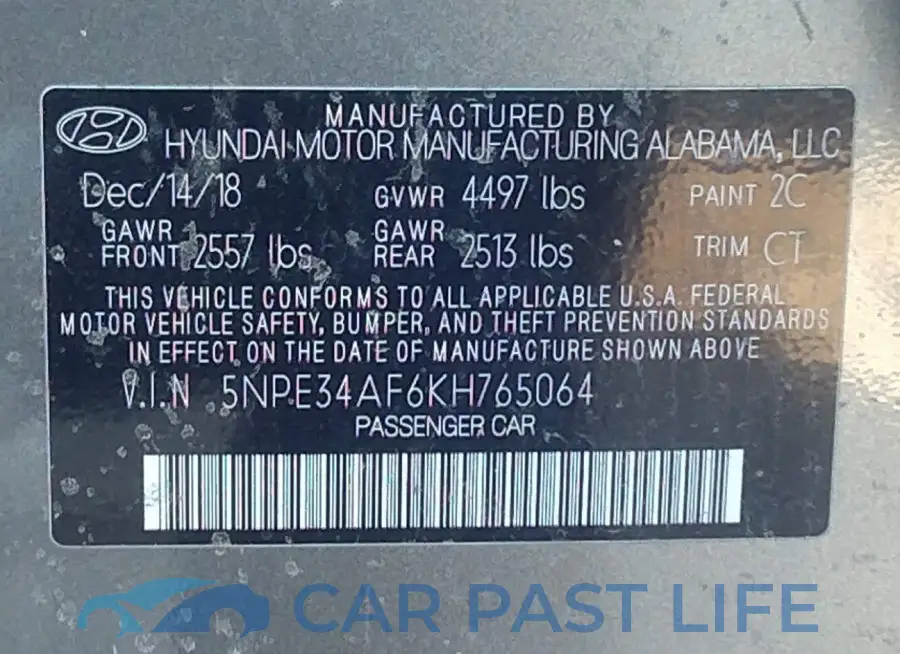 5NPE34AF6KH765064# 9