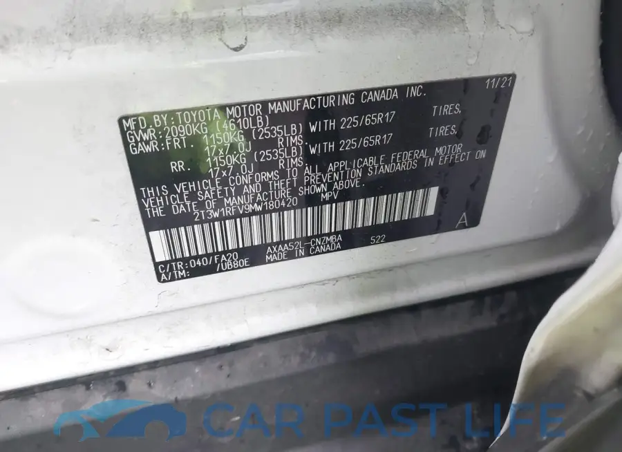 2T3W1RFV9MW180420# 9