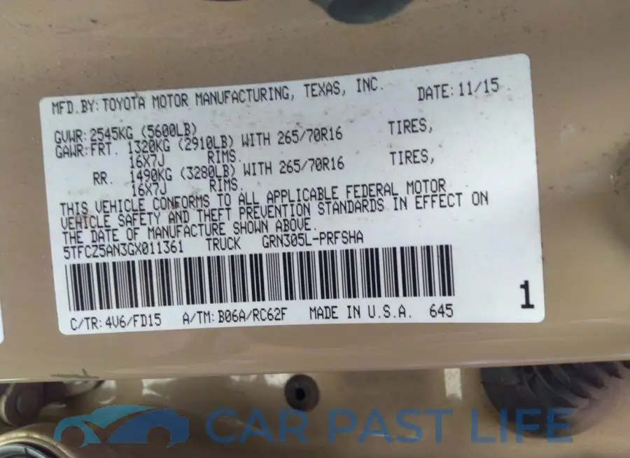 5TFCZ5AN3GX011361# 9
