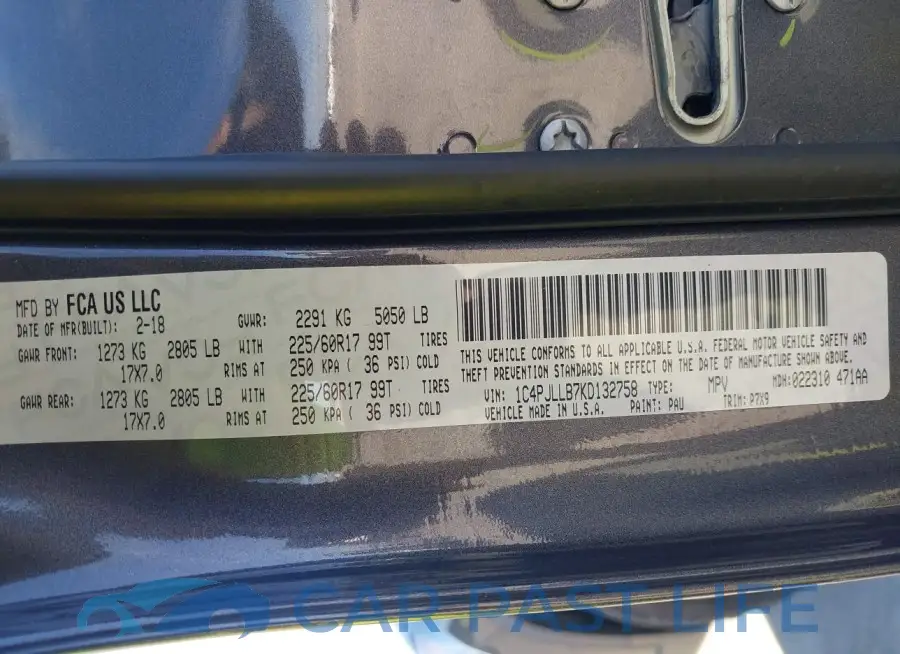 1C4PJLLB7KD132758# 9