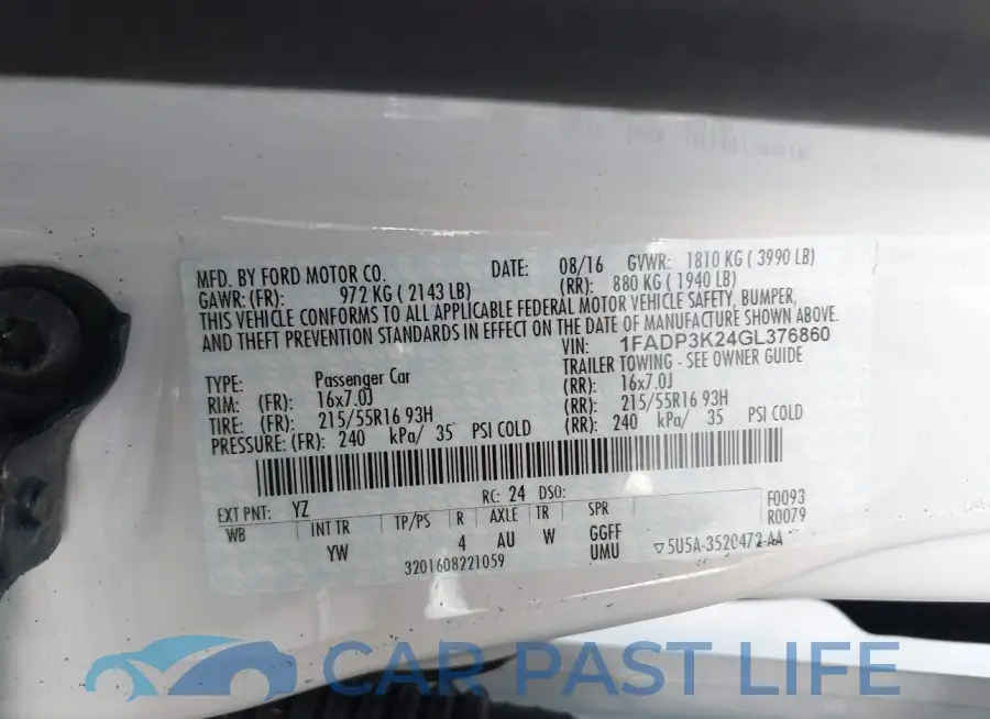 1FADP3K24GL376860# 9
