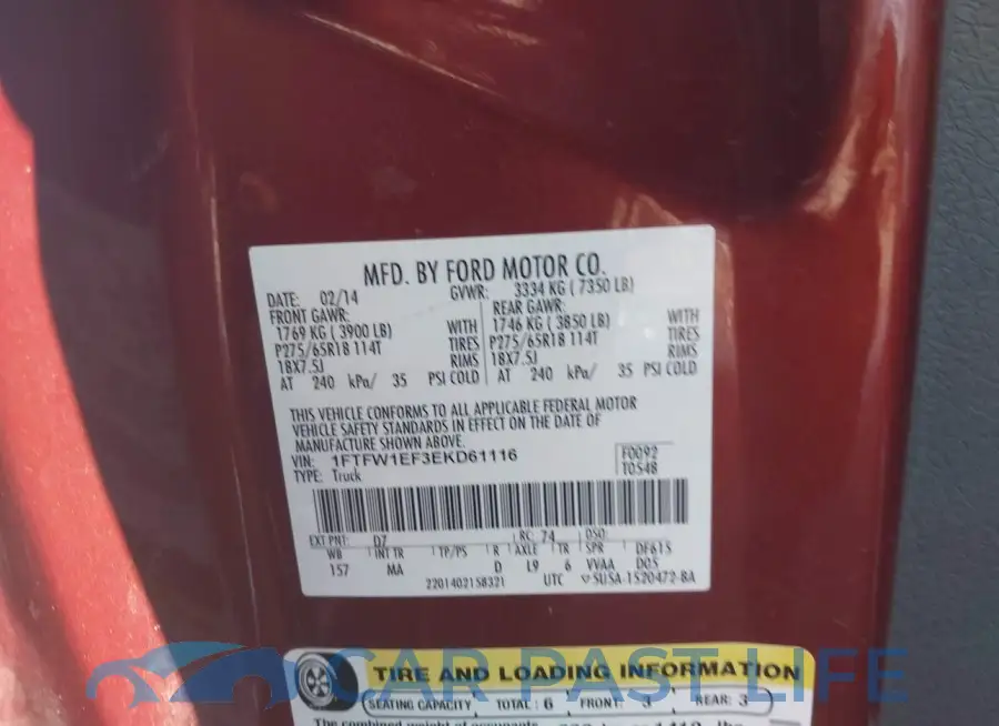 1FTFW1EF3EKD61116# 9