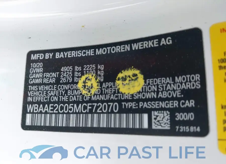WBAAE2C05MCF72070# 9