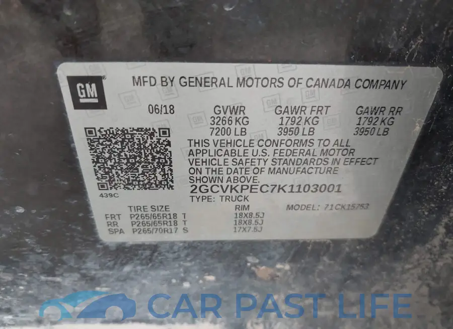 2GCVKPEC7K1103001# 9