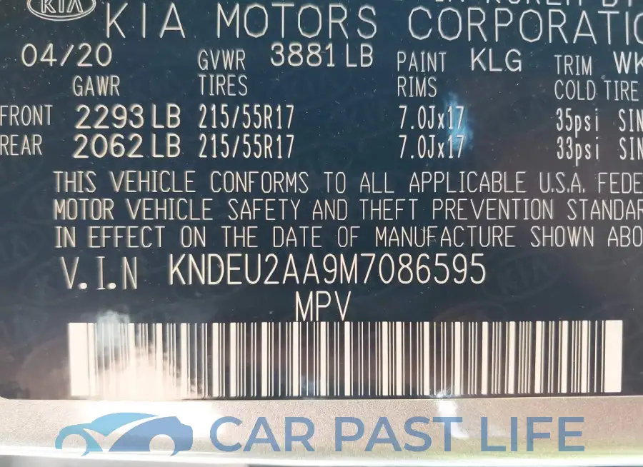 KNDEU2AA9M7086595# 9
