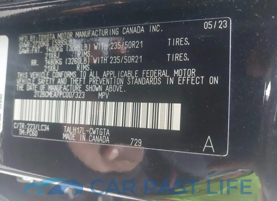 2T2BCMEA7PC007323# 9