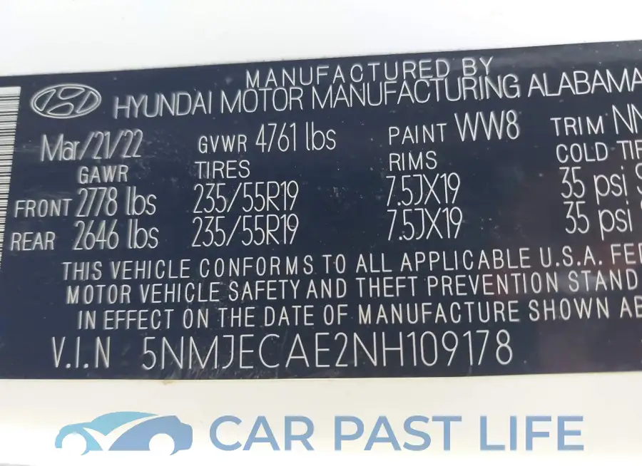 5NMJECAE2NH109178# 9