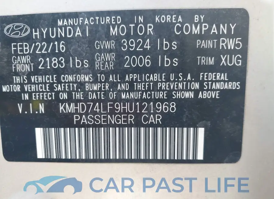 KMHD74LF9HU121968# 9