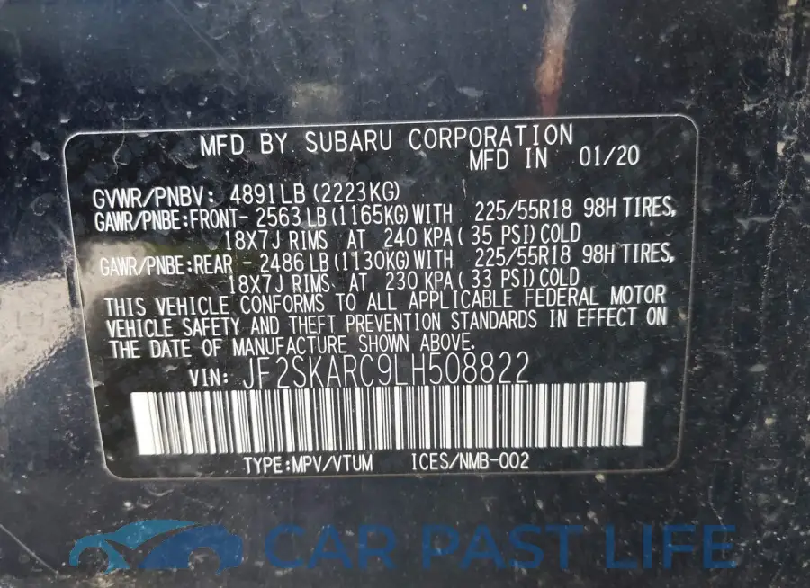 JF2SKARC9LH508822# 9