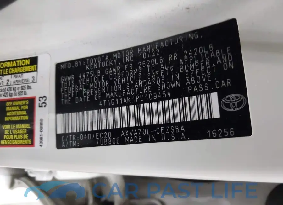 4T1G11AK1PU109454# 9