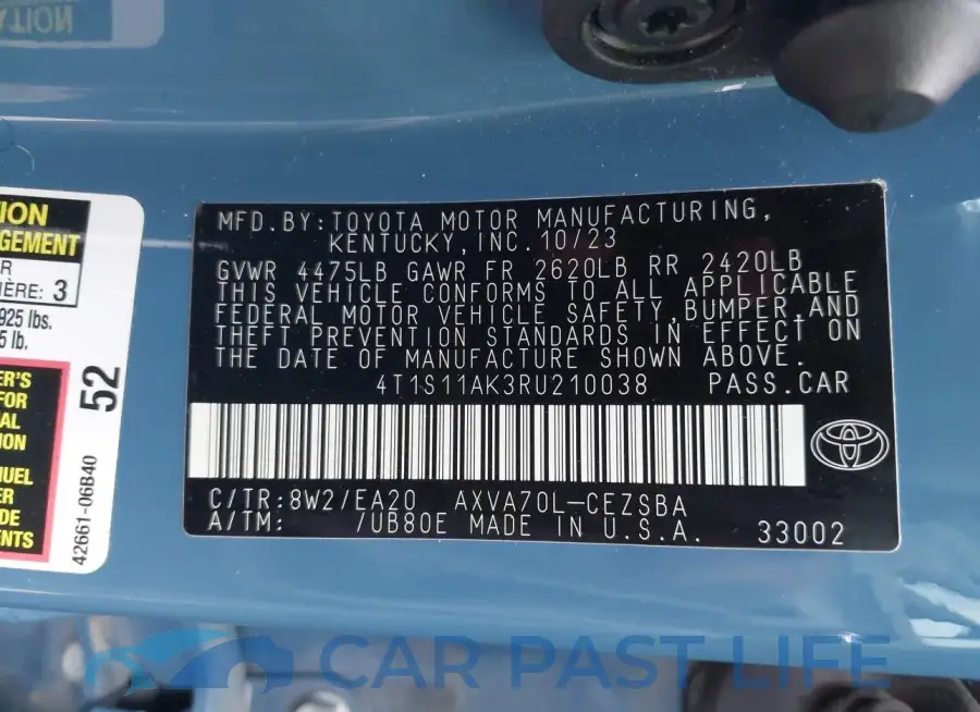 4T1S11AK3RU210038# 9